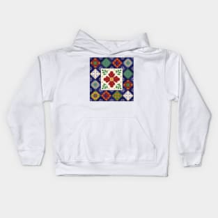 Mexican Talavera Floral Pattern by Akbaly Kids Hoodie